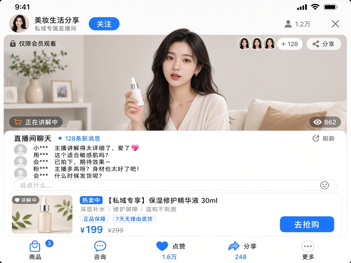 直播间观看与互动界面